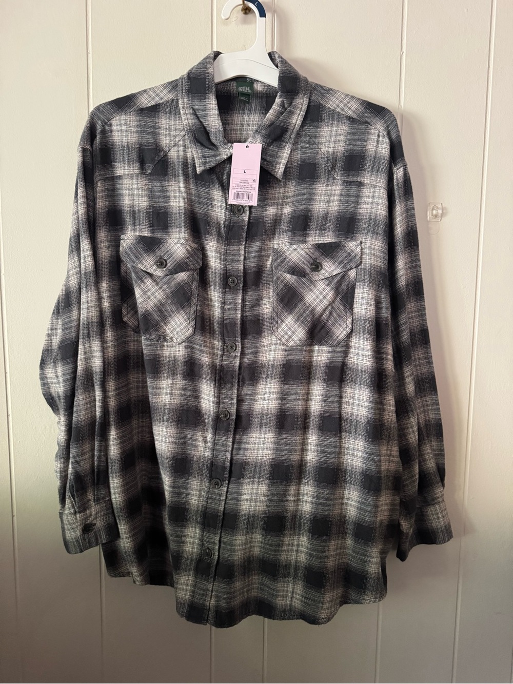 wild fable Black & Gray Plaid Button-Up Shirt